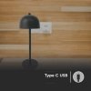 Lampka stołowa nocna V-TAC 3W LED 30cm ładowanie USB ściemnianie czarna VT-1052 3000K-6000K 200lm